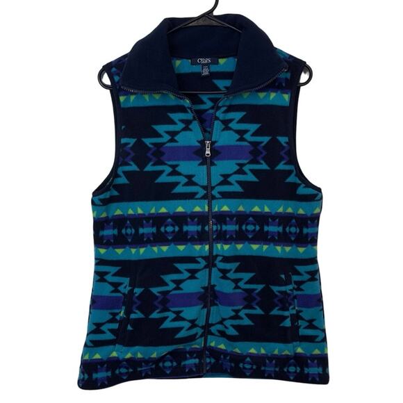 Chaps Sport Full Zip Fleece Vest Size L Aztec Southwestern Tribal Fall Winter - Picture 1 of 9